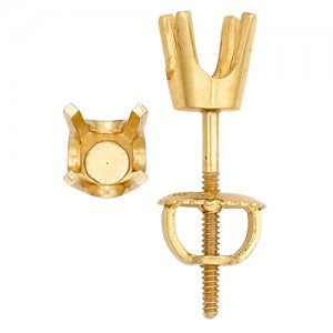 Real Gold Heavy Screw Earring with Backing (14k)