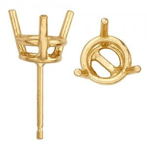 Real Gold 3 Prong Friction Back Earring (14k)