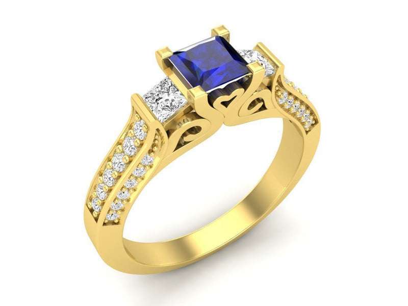 Yellow Gold Sapphire Ring 9