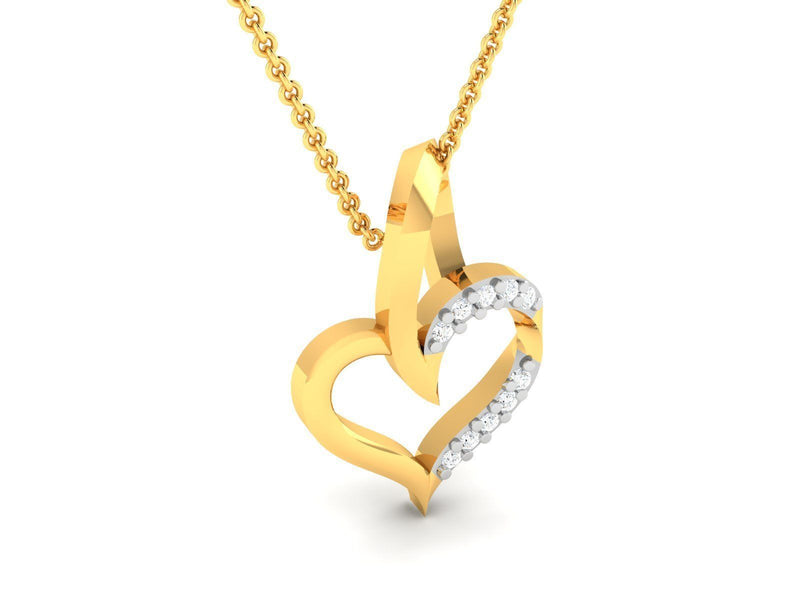 Emma Two-Tone White and Yellow Gold Heart Pendant