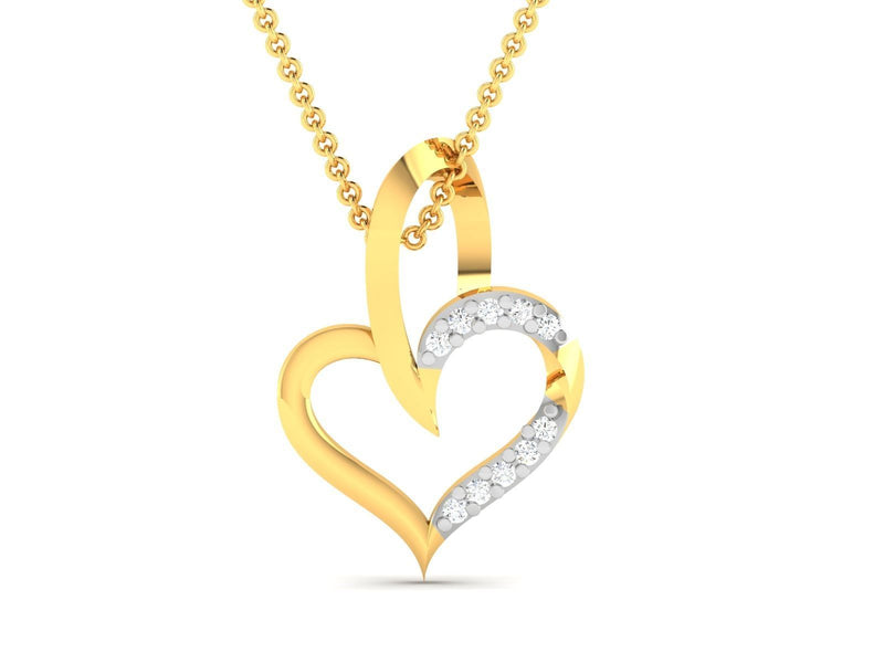 Emma Two-Tone White and Yellow Gold Heart Pendant