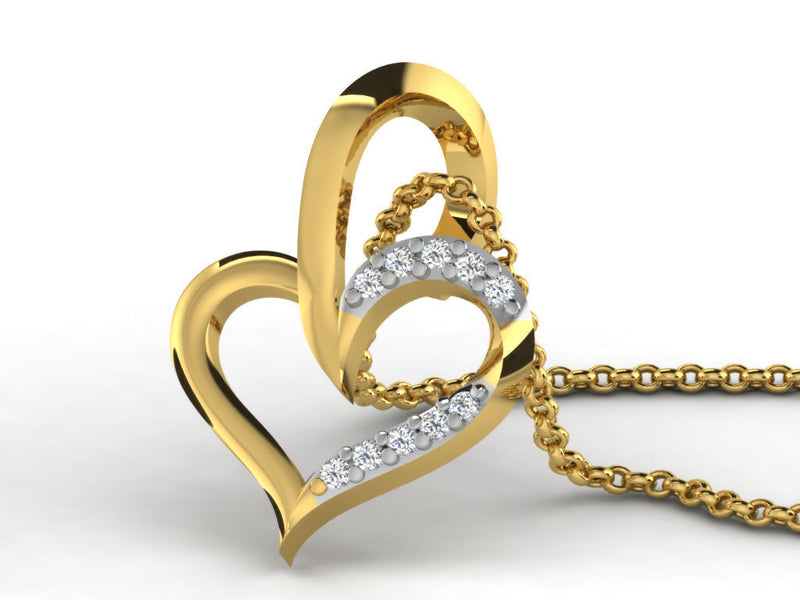 Ava Two-Tone Heart Pendant with Diamonds