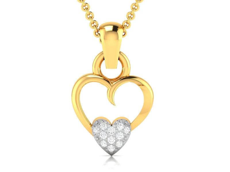 Ava Two-Tone Heart Pendant with Diamonds