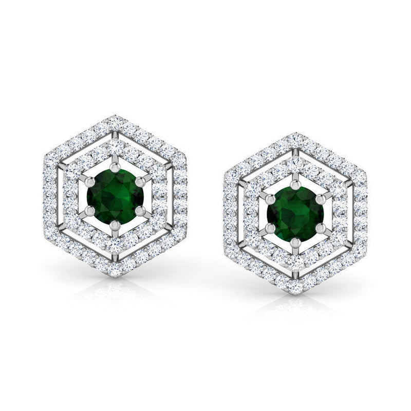 Leah White Gold Emerald Earrings