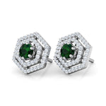 Leah White Gold Emerald Earrings
