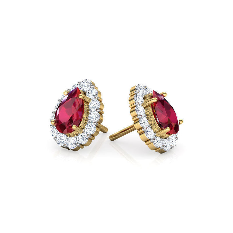 Serenity Ruby Yellow Gold Earrings