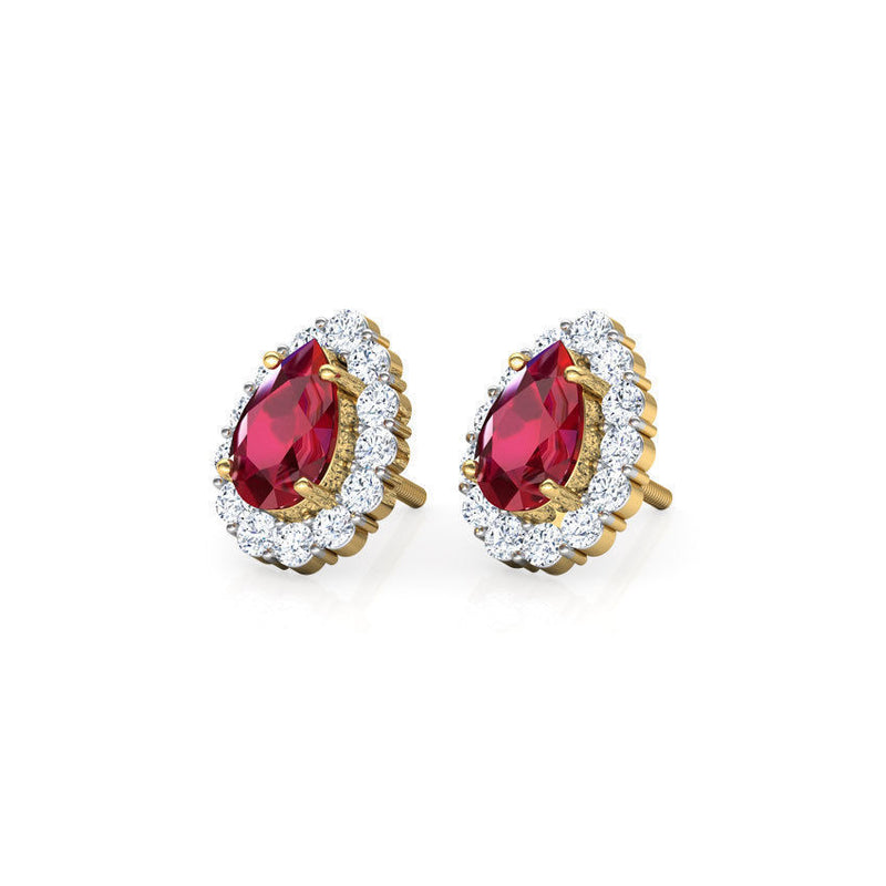 Serenity Ruby Yellow Gold Earrings
