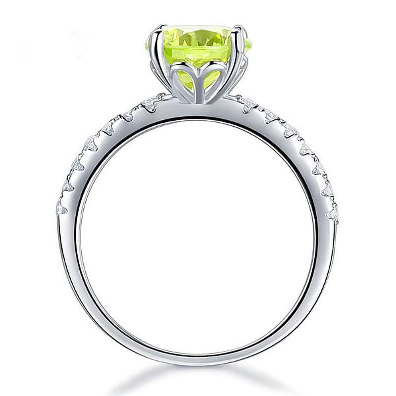 Green Garnet in the Middle Engagement Ring