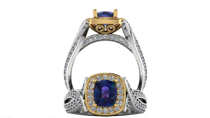 Deep Dark Blue Gold Sapphire Ring