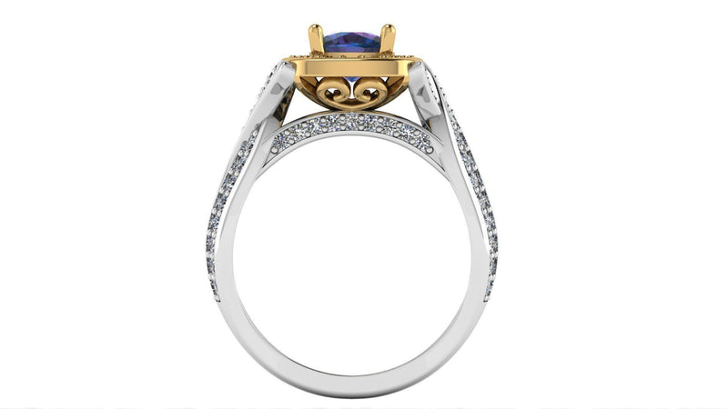 Deep Dark Blue Gold Sapphire Ring