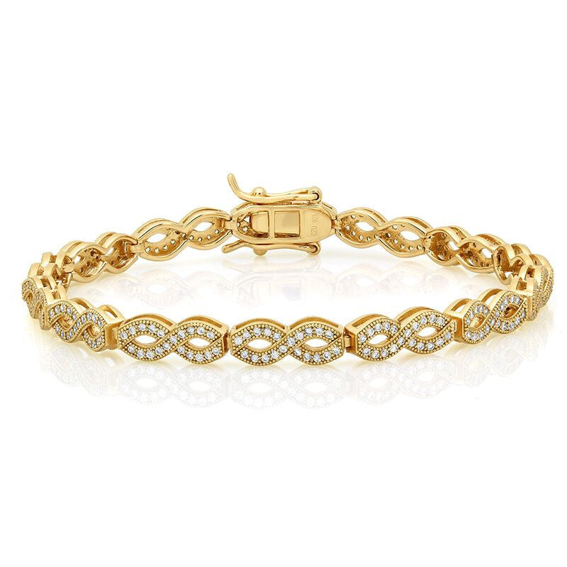 Shimmers of Infinity Yellow Gold and Diamond Bracelet