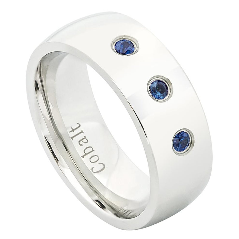 Blue Sapphire White Cobalt Wedding Ring (8mm)