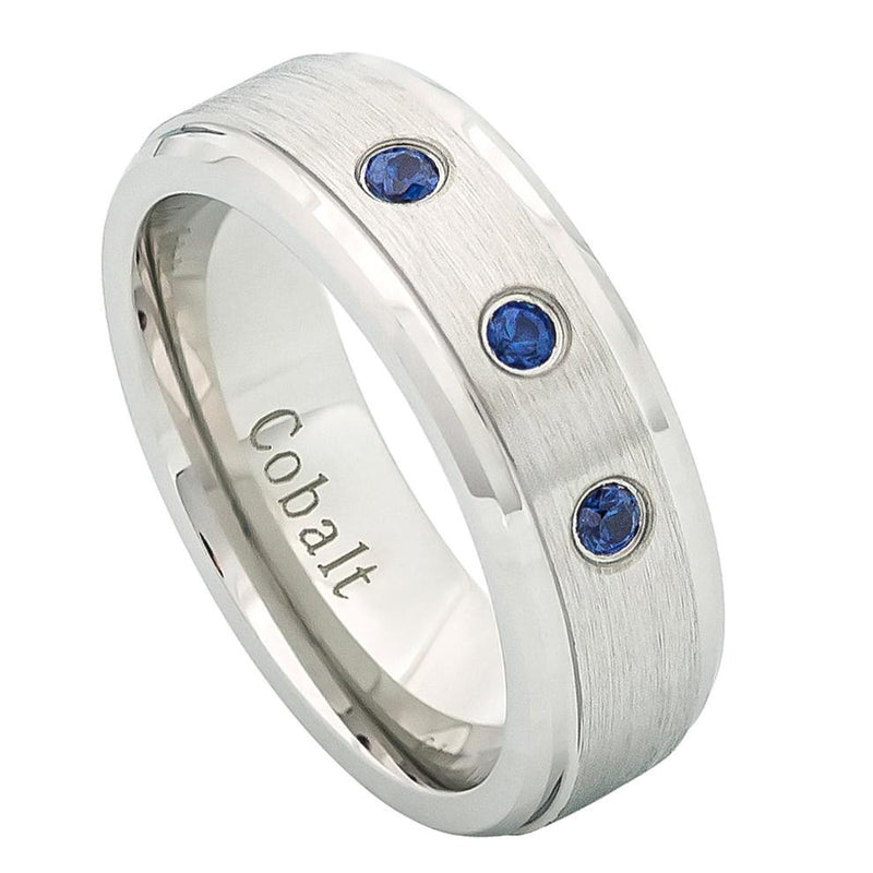Blue Sapphire Dome Cobalt Wedding Ring (7mm)