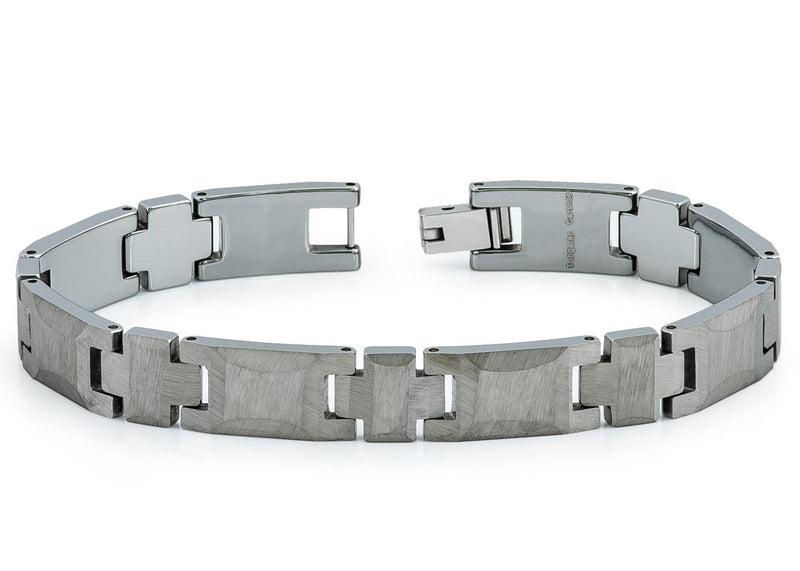 Scratched Finish Tungsten Link Bracelet