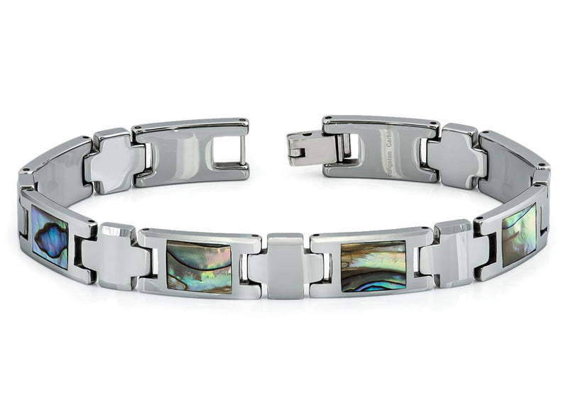 Tungsten Carbide Bracelet with Abalone Shell Inlay