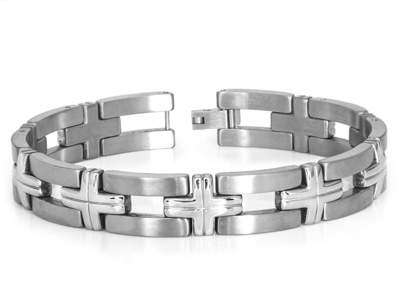 High Polished with Brushed Finished Edges Titanium Bracelet