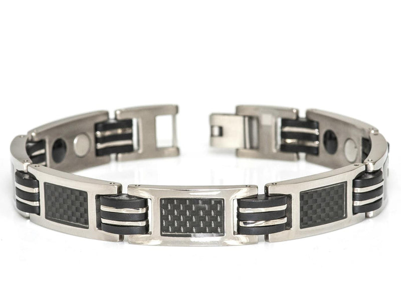 Black Carbon fiber Inlay Titanium Bracelet